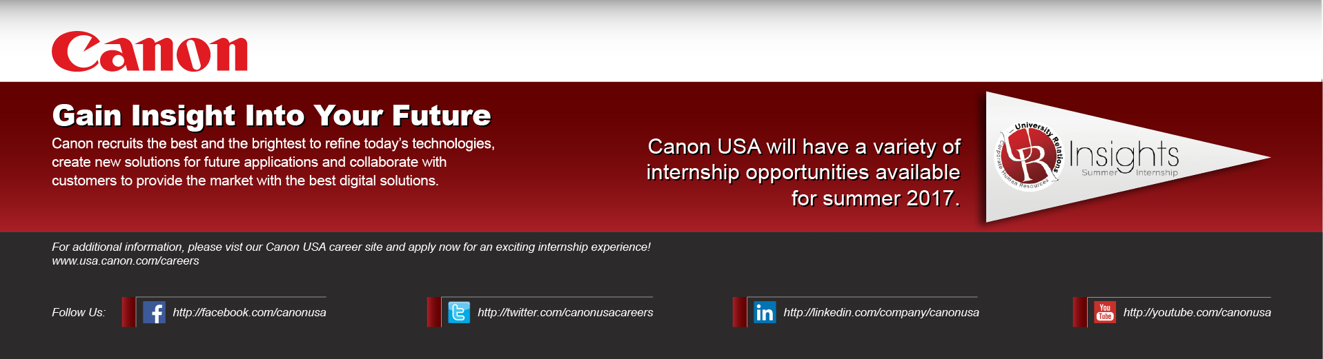 Canon Internship Banner